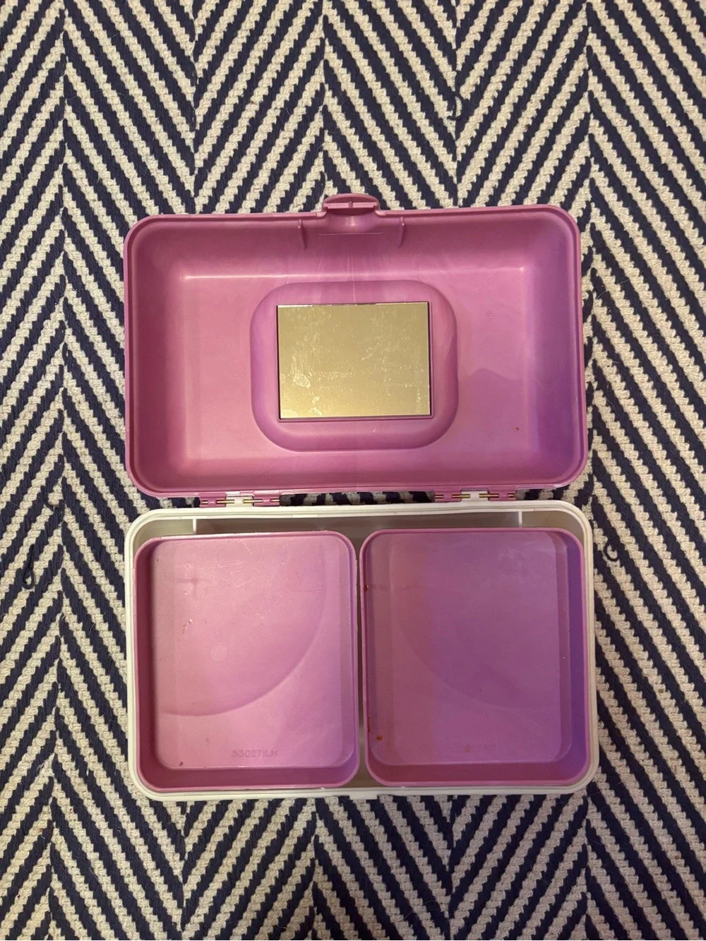 Purple and White Portable Makeup Storage Case with Handle